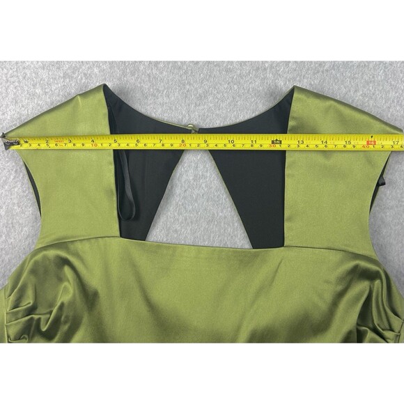 Donna Ricco Dress Womens 14 Green Satin Keyhole Back Sheath Skirt Formal Wedding - Picture 7 of 16